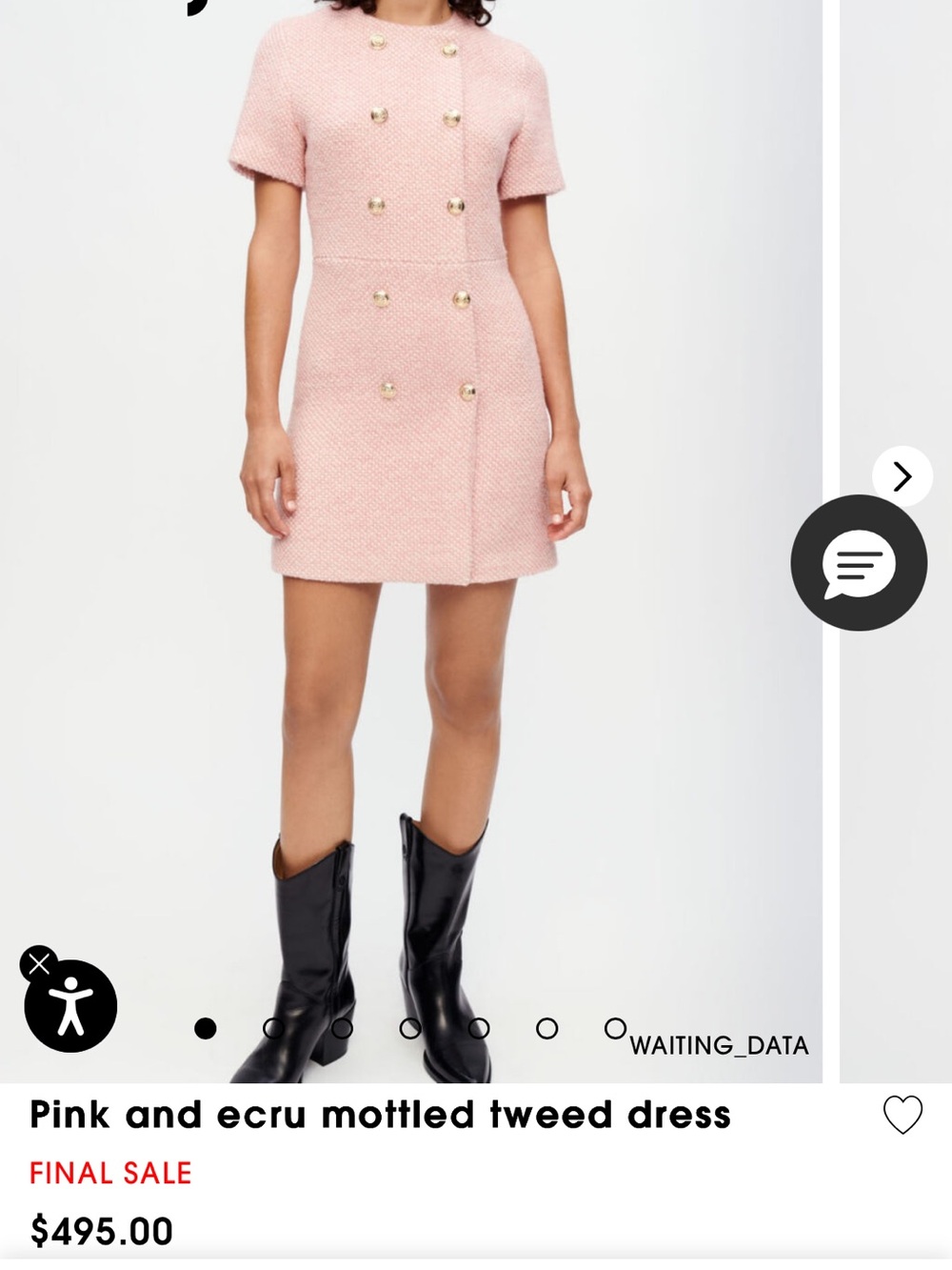 Maje Pink and Ecru Mottled Tweed Mini Dress